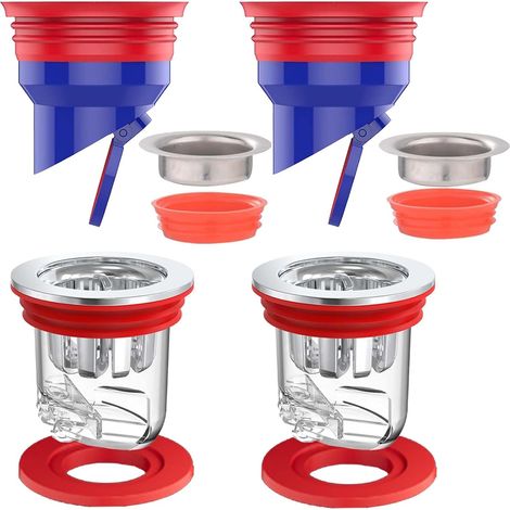 4 Pièces Clapet Anti Odeur Douche, 2 Pièces 35-52mm 2 Pièces 33-50mm Anti Odeur Douche, Bouchon Anti Odeur Douche Noyau de Drain de Sol Déodorant, Anti-Odeur Drain de Sol Douche pour Cuisines (1/5)