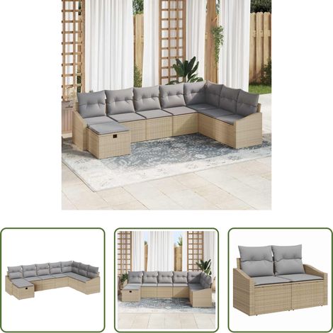 Canapé extérieur 8 personnes - Ensemble de canapé de jardin avec coussin 8 pcs polyrotin (1/5)