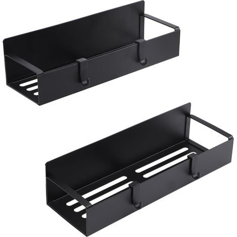 Porta spezie magnetico per frigorifero, set da 2, montaggio a parete senza foratura con gancio, scomparto laterale per frigorifero, nero