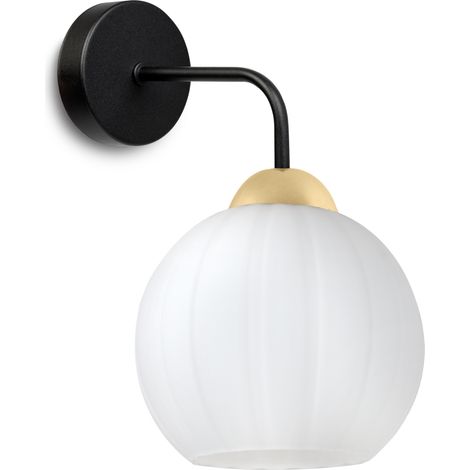 Lámpara de pared Costa negra y dorada, 1 bombilla PL blanca, casquillo E27. (1/5)