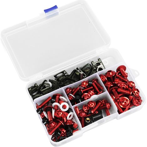 Kit de 177 vis de carénage colorées M5 M6 pour pare-brise de moto SUZUKI GSXR600 GSXR750 (rouge) (1/5)
