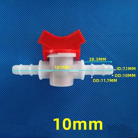 2 válvulas de bola con púas, válvulas de bola de riego por goteo de 10 mm, válvula de control de flujo con interruptor de cierre, válvula de bola