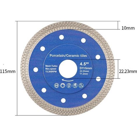 Lot de 2 Disque Diamant 115mm Extra Fin, Pour Carrelage et Grès Cérame, 10mm Segment (1/5)