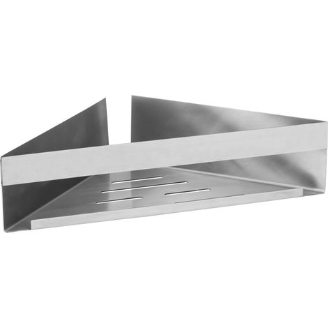 WENKO Turbo-Loc® Eckablage Genova Matt, Befestigen ohne Bohren mit Spezial-Klebepad, Silber matt, Edelstahl rostfrei matt