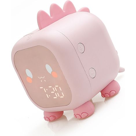 Intelligenter Drachenwecker für Kinder mit LED-Licht, Silikon-Cartoon-Design, rosa Nachttischlampe [Nachttischwecker] + Drachenwecker + LED-Licht + Silikon-Cartoon-Wecker + 1 x USB-Kabel (1/5)