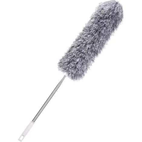 1 Plumeau télescopique, 254 cm, microfibre lavable, tête flexible, acier inoxydable, pour ventilateurs et toiles d'araignée (1/5)