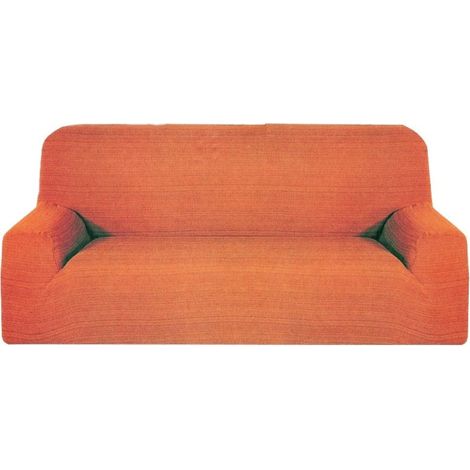 TrAdE Shop Traesio - Copridivano 3 Posti Estendibile Da 170 A 250 Cm Copri Divano Elasticizzato - Arancione (1/2)