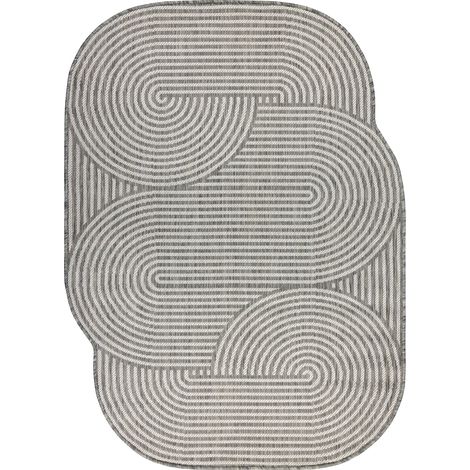 ORGANIC 1835 sisal carpet Geometric ecru / grey – natural, modern irregular shape grey 200x290 cm
