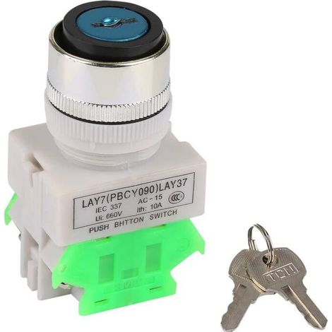 Interruttore di sicurezza in metallo Ej.Life + chiavi di sicurezza a 3 posizioni LAY37-20Y/31 220V 5A, selettore rotativo, foro di montaggio da 22 mm con 2 chiavi