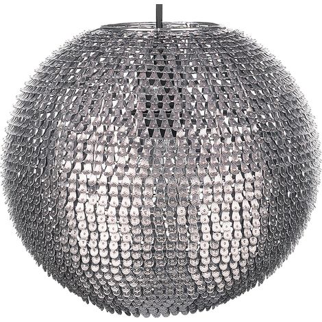 Lámpara colgante de metal plateado con forma de globo escamas brillantes Seine