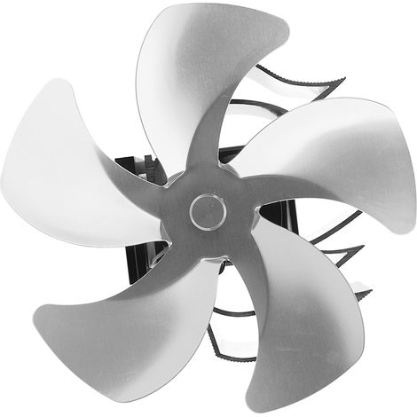 Ventilateur de four à 5 pales en alliage d'aluminium, silencieux, mural, avec fonction thermique, pour poêles à bois et à fioul, couleur argent (1/5)
