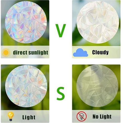 Autocollants Lune - Vinyle Translucide Effet Prisme Arc-en-Ciel - Pour Fenêtre Intérieure Anti-collision Oiseaux - 7 Pièces 7,5 à 15 cm (1/4)