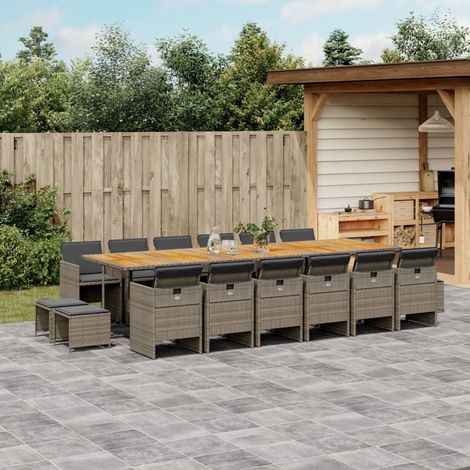 Ensemble à manger de jardin 17 pcs-Salon de jardin et coussins résine tressée 374284 (1/5)