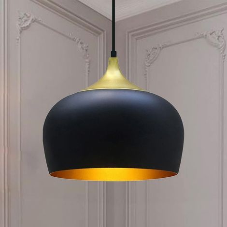GENERIC-Suspension de Plafond Kreis Ø 30 cm - Luminaire Suspension Moderne Avec abat-jour en Métal - Luminaire Suspension industriel vintage pour cuisine, salle à manger, salon, couloir et plus – Noir (1/5)