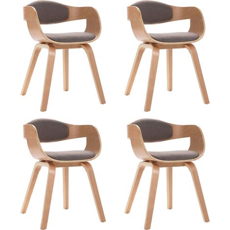 Esszimmerstühle 4 Stk. Bugholz und Taupe Stoff vidaXL (1/5)