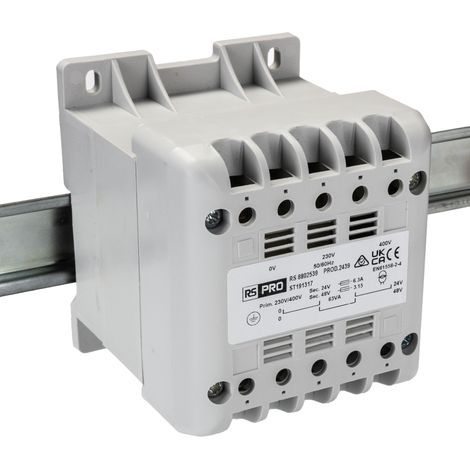 Transformateur pour panneau de commande, Vin 400V c.a., Vout 24V c.a., 63VA ( Prix pour 1 ) (1/2)
