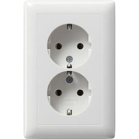 Gira 2f-SCHUKO Vollpl. f. Gerätedose 1,5f Standard 55 Reinweiß [078203], 0782 03