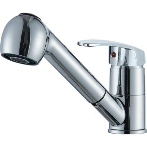 VURAHOME - Robinet Cuisine Chrome,Mitigeur Cuisine avec Douchette Monocommande,Robinet Pivotant À 360° pour 1 Trou,2 Modes de Pulvérisation,Laiton(Avec Tuyaux) (1/3)