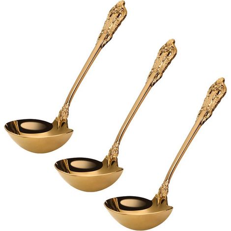 Cuillère À Soupe - Acier Inoxydable 304 - Dorée - 16 X 7 X 2 Cm - Pour Service De Soupe Et Préparations Cuisine - Lot De 3 (1/5)