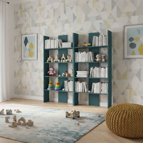 Libreria moderna per cameretta e soggiorno - Design versatile, resistente e facile da montare - Verde Petrolio (1/5)
