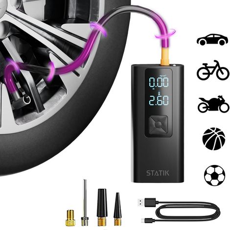 STATIK TireHero - Compressore de compressore d'aria portatile per gonfiare dei pneumatici  dell'auto, 150 PSI, pompa elettrica a sfera de dell'aria, pompa de della bicicletta, gonfiabili, tavola da pa