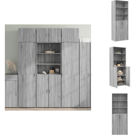 Highboard Grau Sonoma 70x42,5x185 cm Holzwerkstoff - Sideboard - Hochschrank - Wohnraumgestaltung - Holzwerkstoff - Grau Sonoma (1/5)