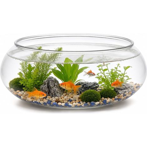 Bol de Vase Incassable 24 cm - Aquarium de Table Transparent en Plastique Pet - Bocal Multifonction pour Poissons Rouges, Terrarium Succulentes et Centre de Table de Mariage 2800ml (1/5)