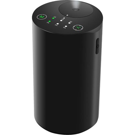 Diffuseur d'huiles essentielles sans Eau pour la Maison, à Piles, sans Fil, avec minuterie et 3 Niveaux de Brume, Voiture, Chambre, Bureau, Alliage d'aluminium Noir (1/5)