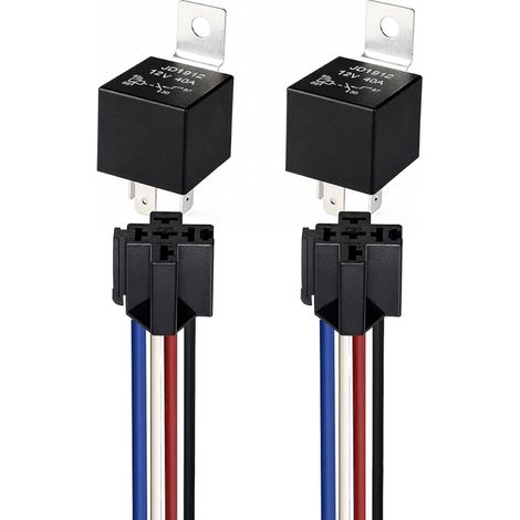 JD1912 12V 40A 4 Pin SPST 12AWG Car Relay Harness with Built-in Diode for Truck, Van, Motorcycle, Boat (1/3)