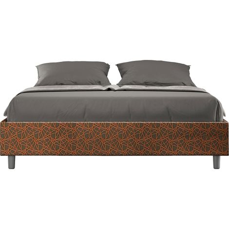 Letto Matrimoniale Sommier 160x190 cm con Rete e Contenitore Azelia Era 04 Arancione (1/5)