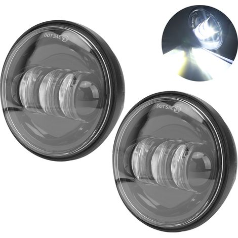 Paar universelle LED-Nebelscheinwerfer für Motorräder, seitliche Zusatzscheinwerfer, 4,5 Zoll, 60 W, 6500 K, wasserdicht, schwarzer Reflektor