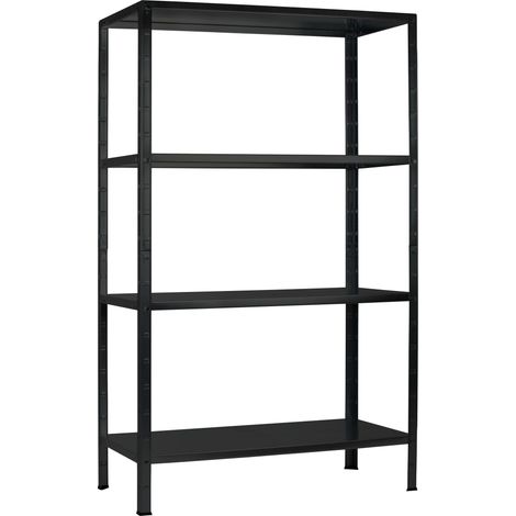 SCHULTE Regalwelt Rayonnage emboîtable avec 4 tablettes PowerMAX, charge utile 65 kg, 180x100x40 cm (HxLxP), noir structuré, rayonnage de stockage, rayonnage d’atelier, rayonnage de cave, rayonnage de (1/4)