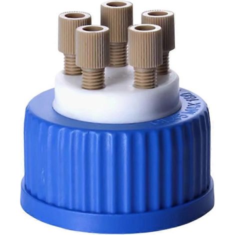 Bouchon de flacon de solvant pour phase mobile avec tête, bouchon de flacon de réactif liquide GL45 universel, bouchon de flacon de solvant LC, 1 pièce E (1/5)