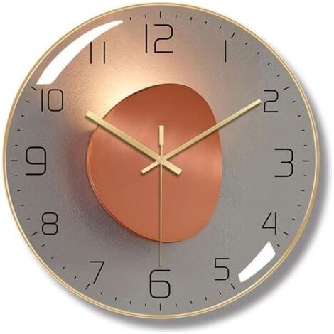 Moderne, geräuschlose Wanduhr, 30 cm digitale Wanduhr, runde Quarz-Digitalwanduhr, geeignet für Wohnzimmer, Büro, Schlafzimmer, Küche (Gold) (1/5)