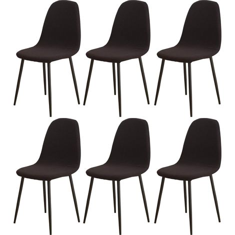Set of 6 modern and retro jacquard dining chair covers with high backs for kitchen, living room, dining room, bar, cafe - Black (1/5)