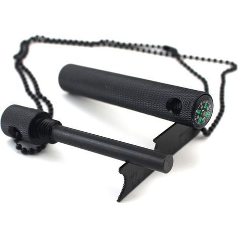 Acier à Silex dans Un boîtier en Aluminium Robuste Noir Allume-feu Survie Camping Chasse 6 cm 9 000 allumages décapsuleur Briquet extérieur