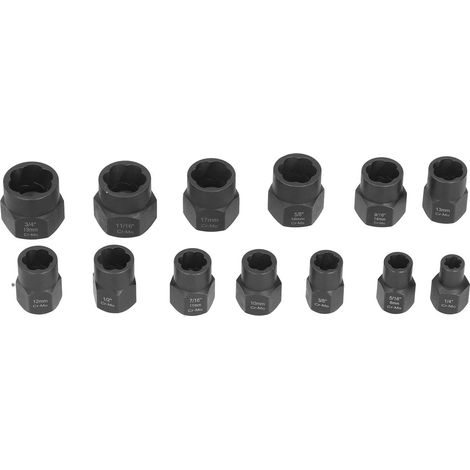 Kit d'extracteurs d'écrous 13 pièces, outil de démontage de boulons et d'écrous à impact durable avec boîte de rangement pour retirer les vis endommagées