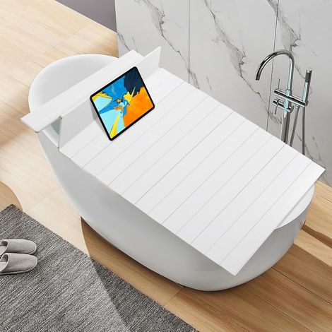 Copertura per vasca da bagno, pieghevole, impermeabile, antipolvere, 170 x 75 x 0,65 cm, isolamento PVB, capacità massima di carico 5 kg, per casa, bagno, spa bianco