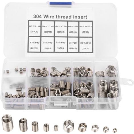 150 inserts filetés hélicoïdaux en acier inoxydable SS304 M3-M8 (1/5)
