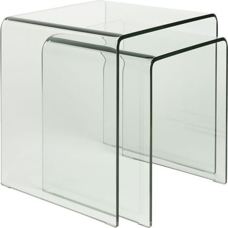 Table d'appoint, Table gigogne en verre Vetro Transparent en Verre, BOITE A DESIGN (1/4)