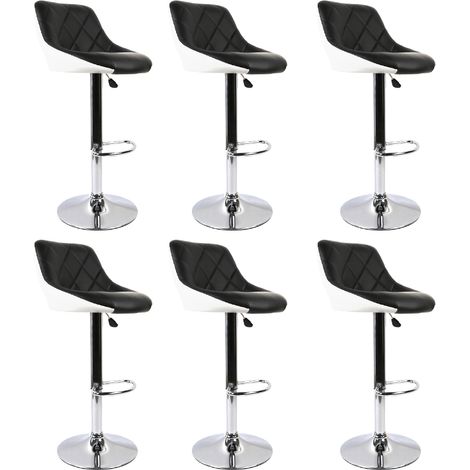 Aqrau  6 Tabouret de bar cuillère blanche dos noir avant