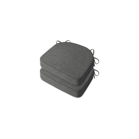 Lot de 2 coussins de chaise pour chaises de salle à manger, 6,3 cm d'épaisseur, coussins antidérapants avec housse lavable et attaches (43,2 x 40,6 cm, gris foncé) (1/5)