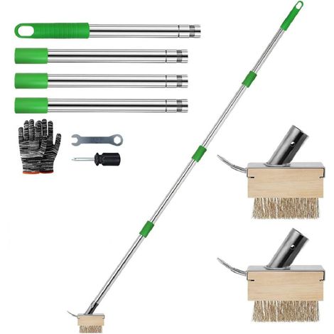 Brosse À Joints - Manche Télescopique Acier Inoxydable 150 Cm - Tête Métallique Avec Grattoir Et Poils En V - Pour Pavés Terrasses Dalles Murs - Lot De 2