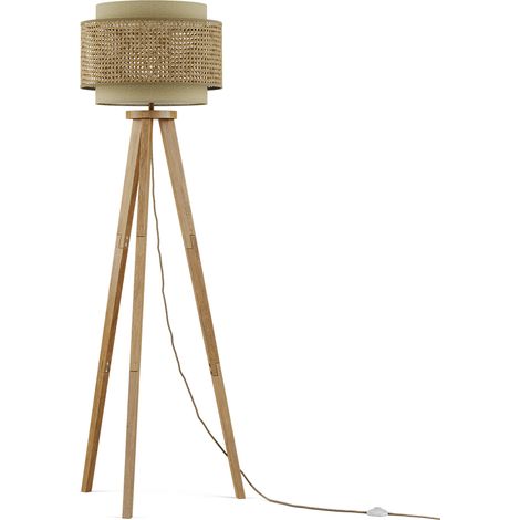 Lampadaire Morten, rotin/crème, 45x142cm, Vicco