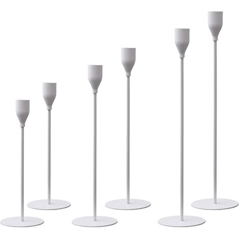 Lot de 6 bougeoirs coniques blancs pour bougies de 1,9 cm, élégants pour mariage, fête, dîner. (1/5)