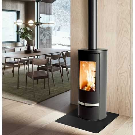 Panorama Kaminofen 7kW Holzofen XXL Bogenscheibe Heizofen Ofen Kamin 56319