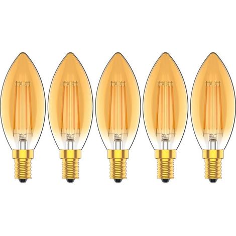 Ampoules Bougie à LED E14 4W, 30W Ampoule à incandescence équivalent, 2200K Blanc Chaud, 300LM, Cri80+, Petit Culot à Vis, Chandelier ampoules LED,Lot de 5 (1/5)