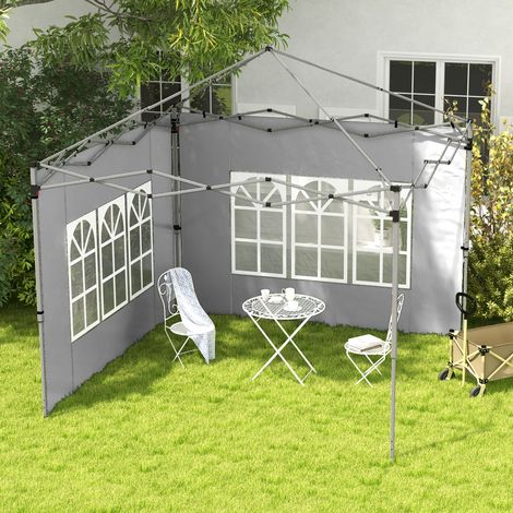 Ensemble de 2 panneaux latéraux pour tonnelle 3x3/3x4 m, paroi latérale avec fenêtre, étanche, gris clair
