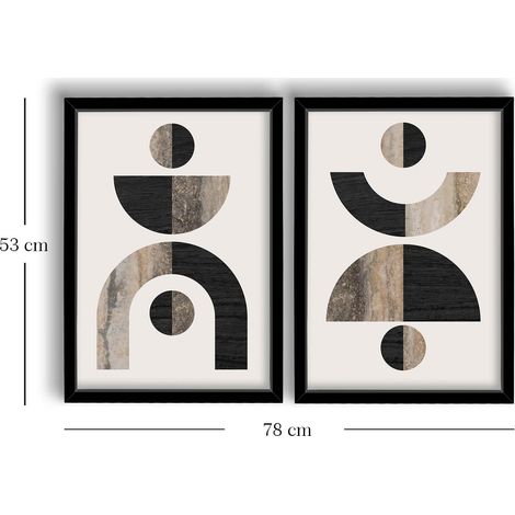 Arte de pared de MDF con marco Painting Marrón Mink Blanco Negro (1/5)