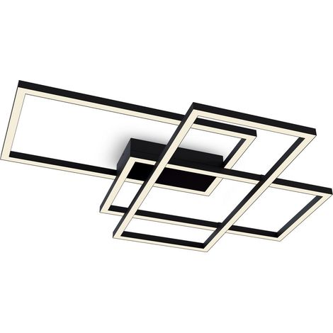 Maytoni Rida Plafonnier LED semi-encastré moderne intégré noir 2900 lm abat-jour blanc